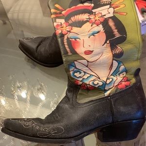 Ed Hardy Leather Cowboy Boots
